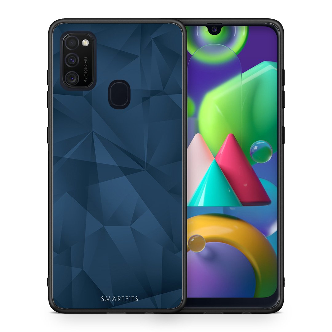 Θήκη Samsung M21/M31 Blue Abstract Geometric από τη Smartfits με σχέδιο στο πίσω μέρος και μαύρο περίβλημα | Samsung M21/M31 Blue Abstract Geometric case with colorful back and black bezels