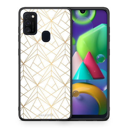 Θήκη Samsung M21/M31 Luxury White Geometric από τη Smartfits με σχέδιο στο πίσω μέρος και μαύρο περίβλημα | Samsung M21/M31 Luxury White Geometric case with colorful back and black bezels