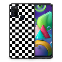 Thumbnail for Θήκη Samsung M21/M31 Squares Geometric από τη Smartfits με σχέδιο στο πίσω μέρος και μαύρο περίβλημα | Samsung M21/M31 Squares Geometric case with colorful back and black bezels