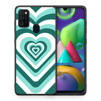 Thumbnail for Θήκη Samsung M21/M31 Green Hearts από τη Smartfits με σχέδιο στο πίσω μέρος και μαύρο περίβλημα | Samsung M21/M31 Green Hearts case with colorful back and black bezels