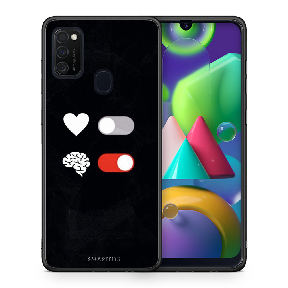 Θήκη Αγίου Βαλεντίνου Samsung M21 / M31 Heart Vs Brain από τη Smartfits με σχέδιο στο πίσω μέρος και μαύρο περίβλημα | Samsung M21 / M31 Heart Vs Brain case with colorful back and black bezels