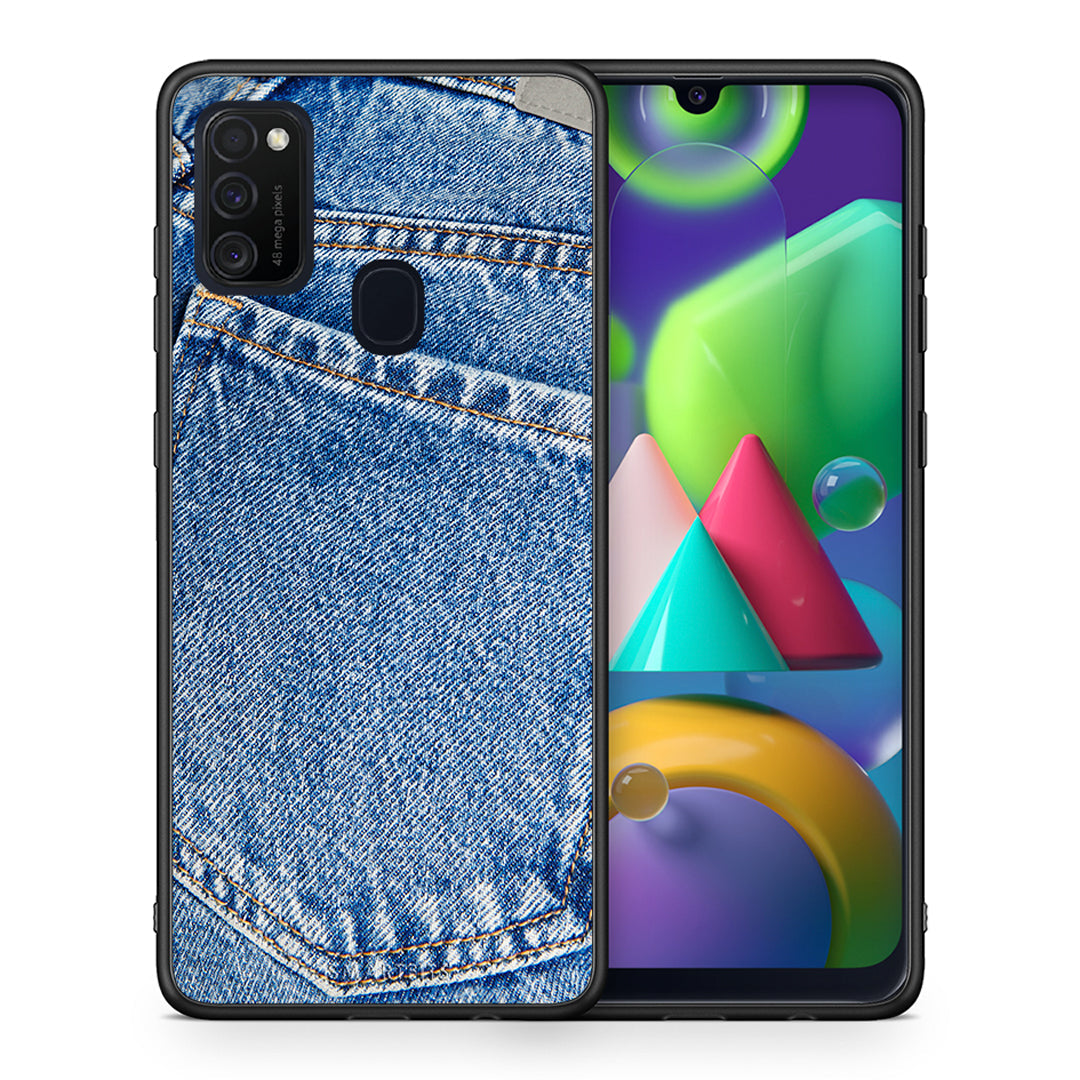 Θήκη Samsung M21/M31 Jeans Pocket από τη Smartfits με σχέδιο στο πίσω μέρος και μαύρο περίβλημα | Samsung M21/M31 Jeans Pocket case with colorful back and black bezels