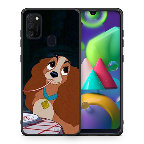 Θήκη Αγίου Βαλεντίνου Samsung M21 / M31 Lady And Tramp 2 από τη Smartfits με σχέδιο στο πίσω μέρος και μαύρο περίβλημα | Samsung M21 / M31 Lady And Tramp 2 case with colorful back and black bezels