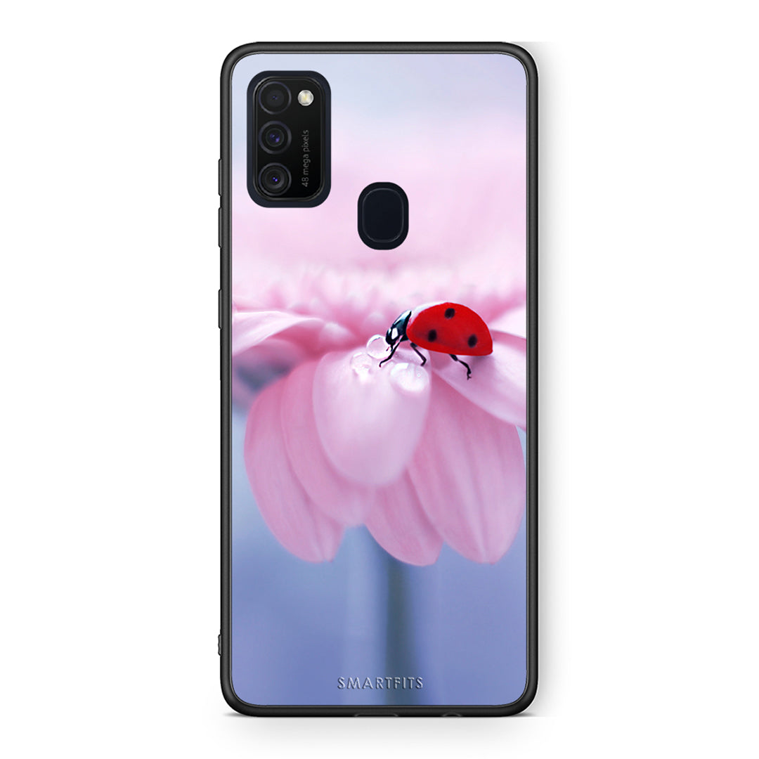 Samsung M21/M31 Ladybug Flower θήκη από τη Smartfits με σχέδιο στο πίσω μέρος και μαύρο περίβλημα | Smartphone case with colorful back and black bezels by Smartfits