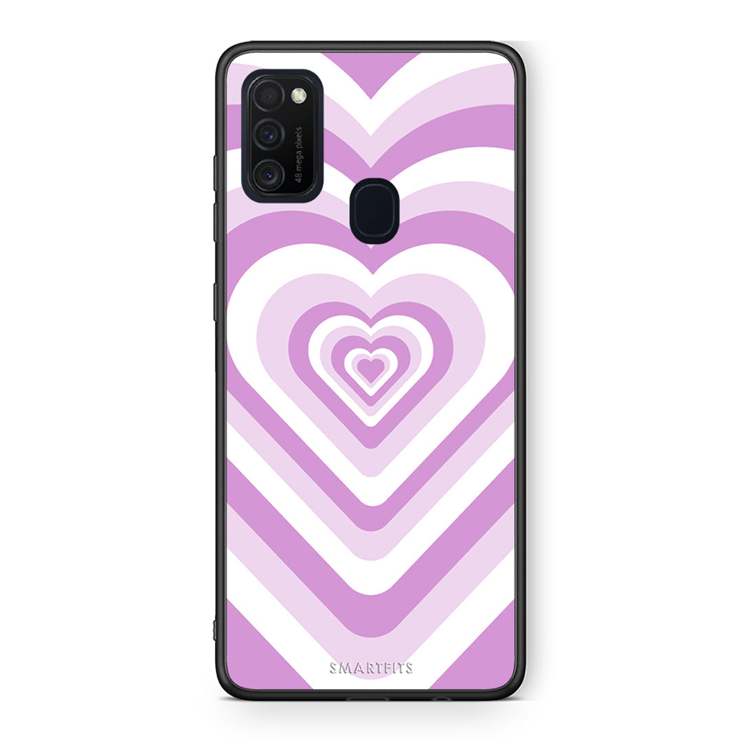 Samsung M21/M31 Lilac Hearts θήκη από τη Smartfits με σχέδιο στο πίσω μέρος και μαύρο περίβλημα | Smartphone case with colorful back and black bezels by Smartfits