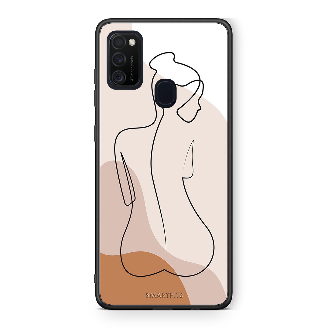 Samsung M21/M31 LineArt Woman θήκη από τη Smartfits με σχέδιο στο πίσω μέρος και μαύρο περίβλημα | Smartphone case with colorful back and black bezels by Smartfits