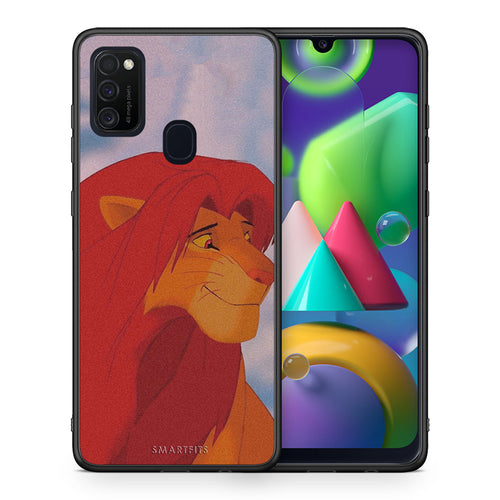 Θήκη Αγίου Βαλεντίνου Samsung M21 / M31 Lion Love 1 από τη Smartfits με σχέδιο στο πίσω μέρος και μαύρο περίβλημα | Samsung M21 / M31 Lion Love 1 case with colorful back and black bezels