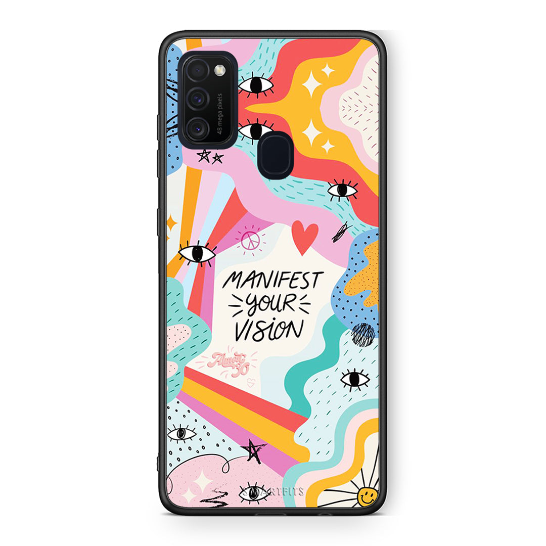 Samsung M21/M31 Manifest Your Vision θήκη από τη Smartfits με σχέδιο στο πίσω μέρος και μαύρο περίβλημα | Smartphone case with colorful back and black bezels by Smartfits