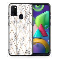 Thumbnail for Θήκη Samsung M21/M31 Gold Geometric Marble από τη Smartfits με σχέδιο στο πίσω μέρος και μαύρο περίβλημα | Samsung M21/M31 Gold Geometric Marble case with colorful back and black bezels