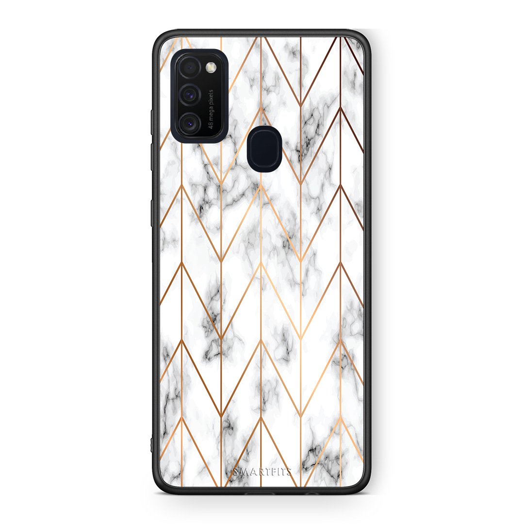 44 - Samsung M21/M31  Gold Geometric Marble case, cover, bumper