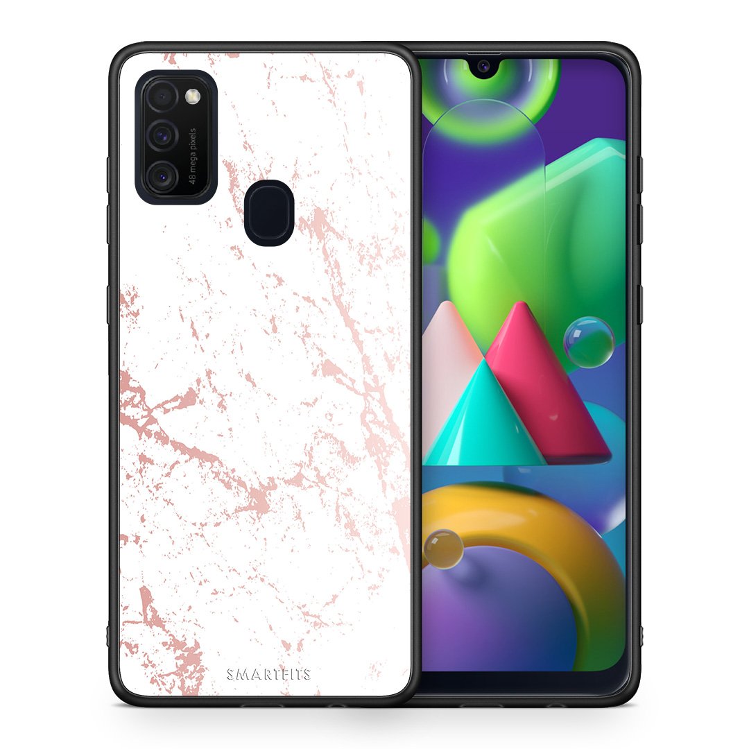 Θήκη Samsung M21/M31 Pink Splash Marble από τη Smartfits με σχέδιο στο πίσω μέρος και μαύρο περίβλημα | Samsung M21/M31 Pink Splash Marble case with colorful back and black bezels