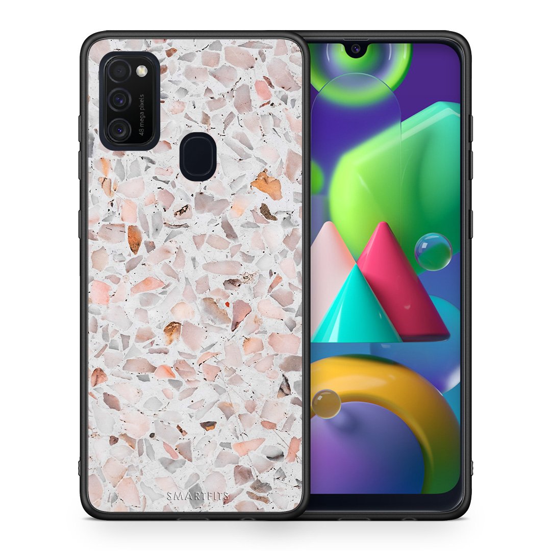 Θήκη Samsung M21/M31 Marble Terrazzo από τη Smartfits με σχέδιο στο πίσω μέρος και μαύρο περίβλημα | Samsung M21/M31 Marble Terrazzo case with colorful back and black bezels
