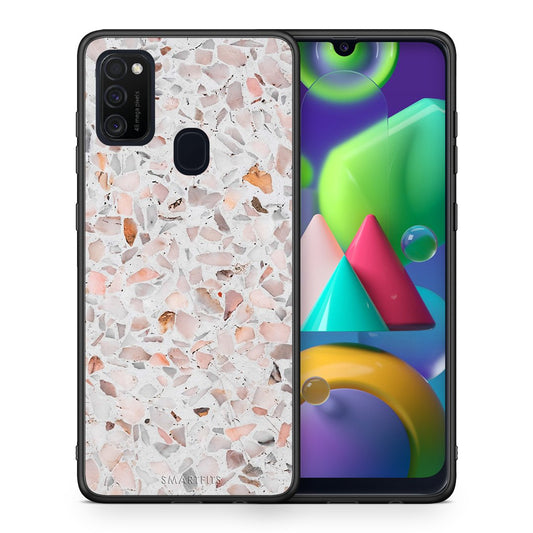 Θήκη Samsung M21/M31 Marble Terrazzo από τη Smartfits με σχέδιο στο πίσω μέρος και μαύρο περίβλημα | Samsung M21/M31 Marble Terrazzo case with colorful back and black bezels