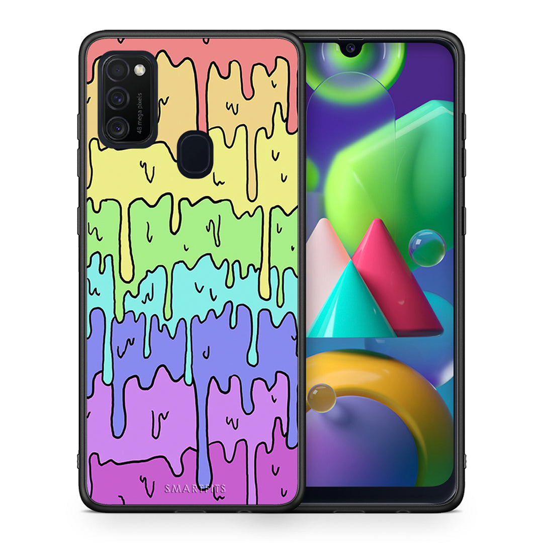 Θήκη Samsung M21/M31 Melting Rainbow από τη Smartfits με σχέδιο στο πίσω μέρος και μαύρο περίβλημα | Samsung M21/M31 Melting Rainbow case with colorful back and black bezels