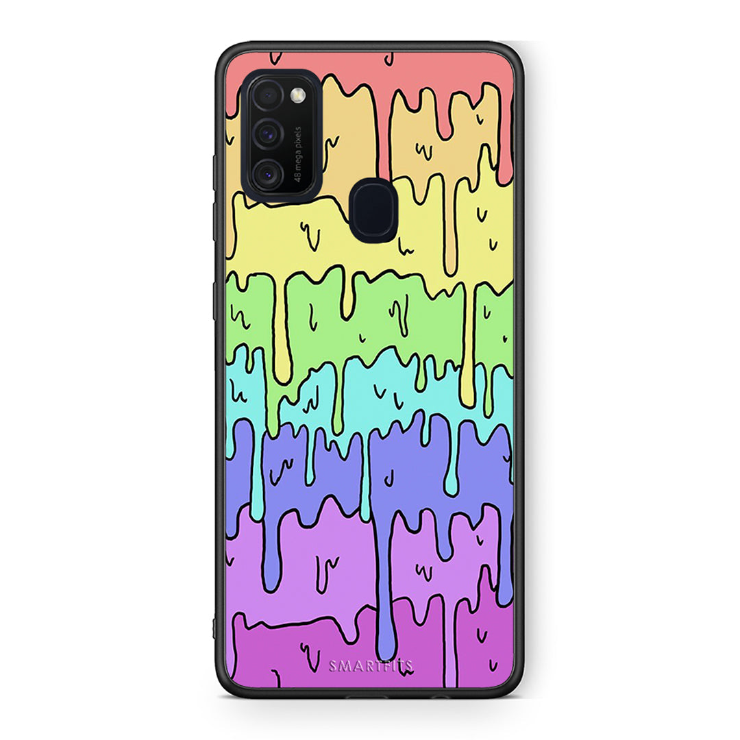 Samsung M21/M31 Melting Rainbow θήκη από τη Smartfits με σχέδιο στο πίσω μέρος και μαύρο περίβλημα | Smartphone case with colorful back and black bezels by Smartfits