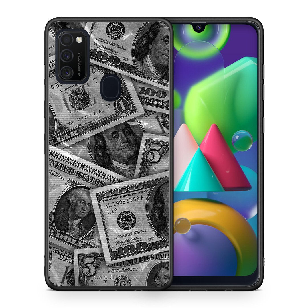 Θήκη Samsung M21/M31 Money Dollars από τη Smartfits με σχέδιο στο πίσω μέρος και μαύρο περίβλημα | Samsung M21/M31 Money Dollars case with colorful back and black bezels