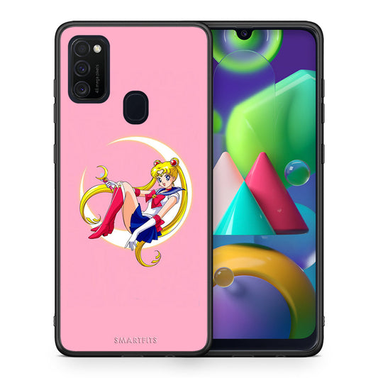 Θήκη Samsung M21/M31 Moon Girl από τη Smartfits με σχέδιο στο πίσω μέρος και μαύρο περίβλημα | Samsung M21/M31 Moon Girl case with colorful back and black bezels