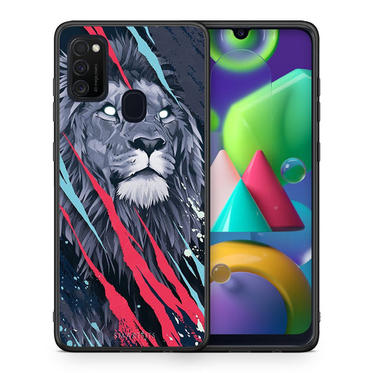 Θήκη Samsung M21/M31 Lion Designer PopArt από τη Smartfits με σχέδιο στο πίσω μέρος και μαύρο περίβλημα | Samsung M21/M31 Lion Designer PopArt case with colorful back and black bezels