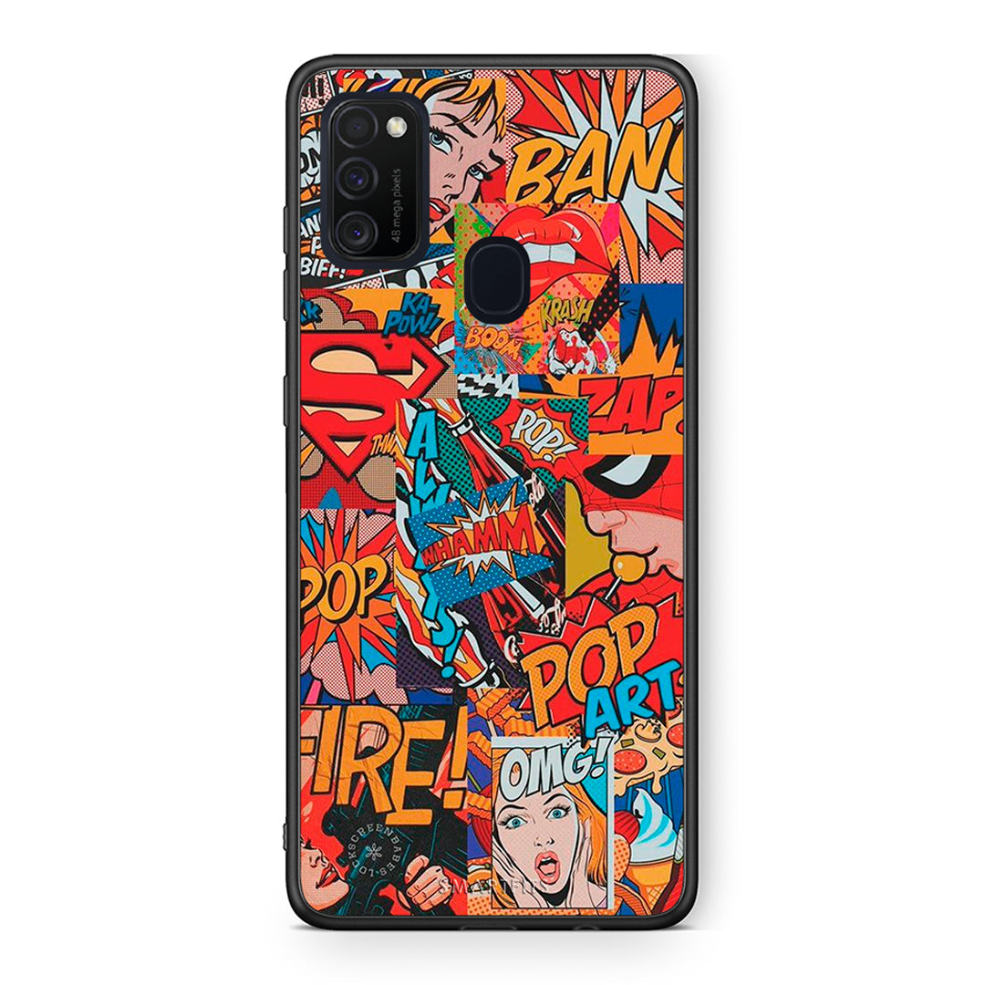 Samsung M21/M31 PopArt OMG θήκη από τη Smartfits με σχέδιο στο πίσω μέρος και μαύρο περίβλημα | Smartphone case with colorful back and black bezels by Smartfits