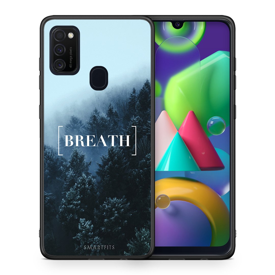 Θήκη Samsung M21/M31 Breath Quote από τη Smartfits με σχέδιο στο πίσω μέρος και μαύρο περίβλημα | Samsung M21/M31 Breath Quote case with colorful back and black bezels
