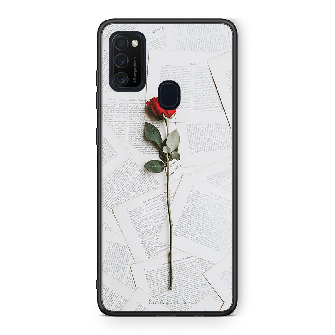 Samsung M21/M31 Red Rose θήκη από τη Smartfits με σχέδιο στο πίσω μέρος και μαύρο περίβλημα | Smartphone case with colorful back and black bezels by Smartfits