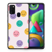 Thumbnail for Θήκη Samsung M21/M31 Smiley Faces από τη Smartfits με σχέδιο στο πίσω μέρος και μαύρο περίβλημα | Samsung M21/M31 Smiley Faces case with colorful back and black bezels