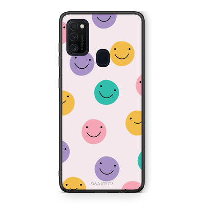 Samsung M21/M31 Smiley Faces θήκη από τη Smartfits με σχέδιο στο πίσω μέρος και μαύρο περίβλημα | Smartphone case with colorful back and black bezels by Smartfits