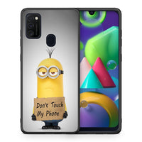 Thumbnail for Θήκη Samsung M21/M31 Minion Text από τη Smartfits με σχέδιο στο πίσω μέρος και μαύρο περίβλημα | Samsung M21/M31 Minion Text case with colorful back and black bezels