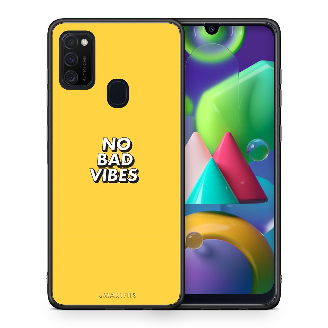 Θήκη Samsung M21/M31 Vibes Text από τη Smartfits με σχέδιο στο πίσω μέρος και μαύρο περίβλημα | Samsung M21/M31 Vibes Text case with colorful back and black bezels