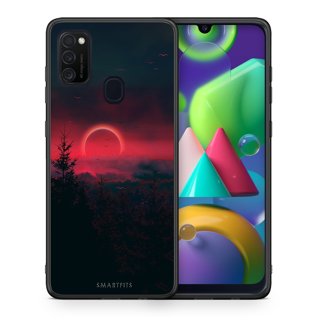 Θήκη Samsung M21/M31 Sunset Tropic από τη Smartfits με σχέδιο στο πίσω μέρος και μαύρο περίβλημα | Samsung M21/M31 Sunset Tropic case with colorful back and black bezels