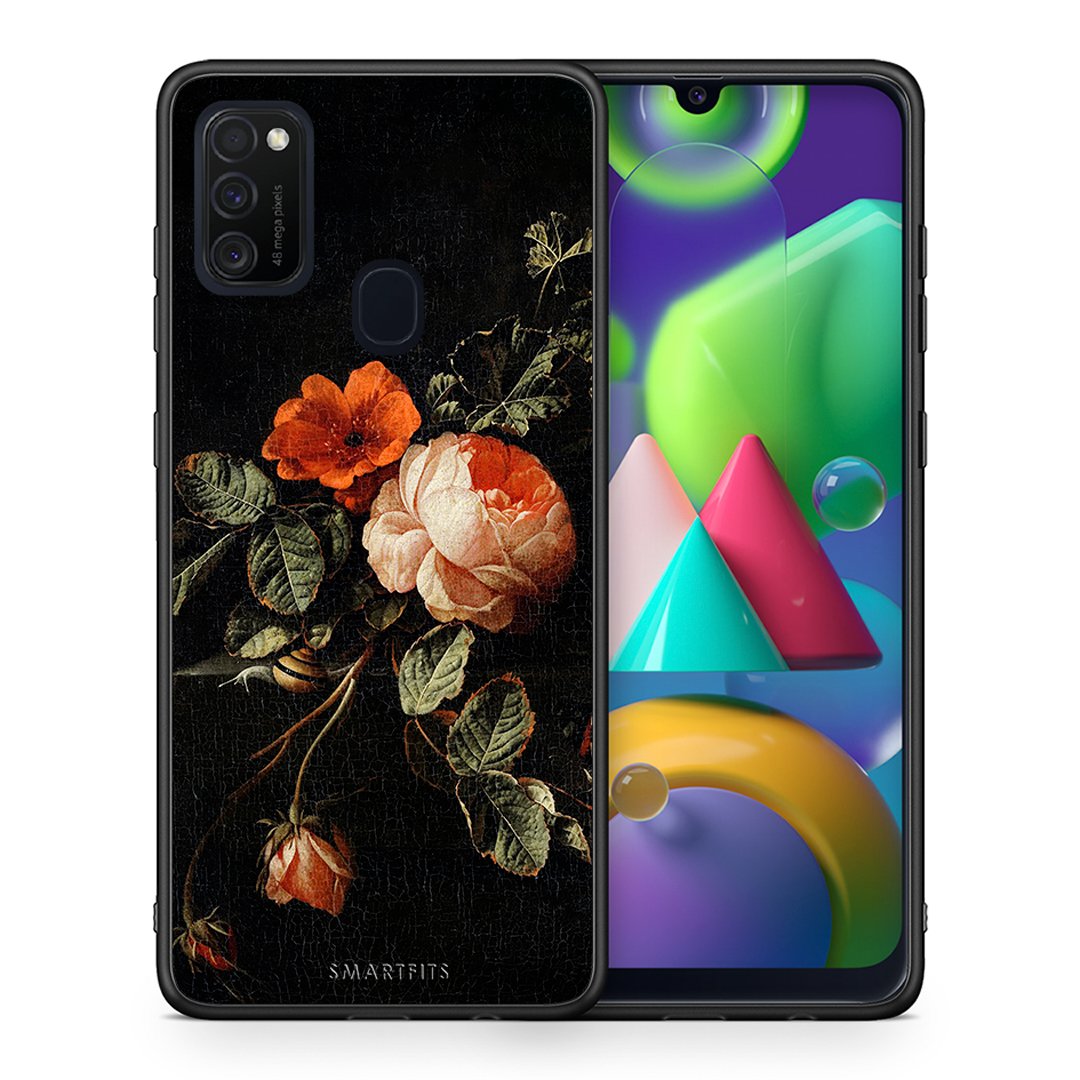Θήκη Samsung M21/M31 Vintage Roses από τη Smartfits με σχέδιο στο πίσω μέρος και μαύρο περίβλημα | Samsung M21/M31 Vintage Roses case with colorful back and black bezels