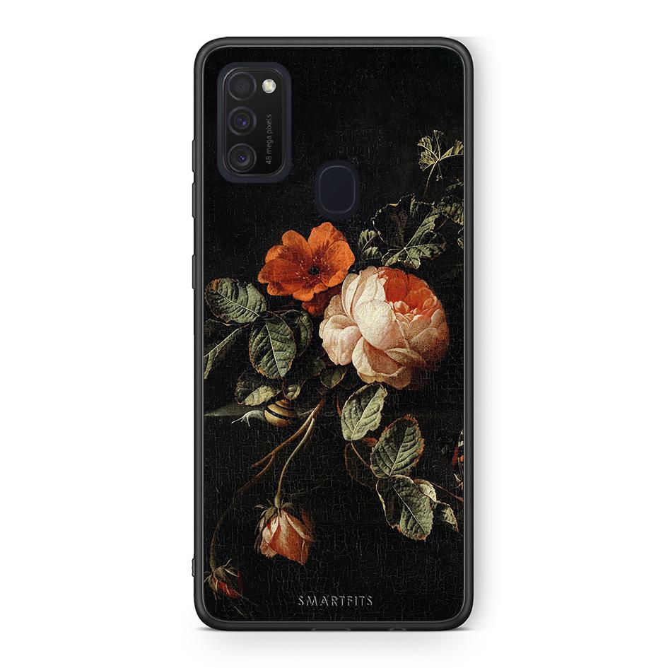 Samsung M21/M31 Vintage Roses θήκη από τη Smartfits με σχέδιο στο πίσω μέρος και μαύρο περίβλημα | Smartphone case with colorful back and black bezels by Smartfits