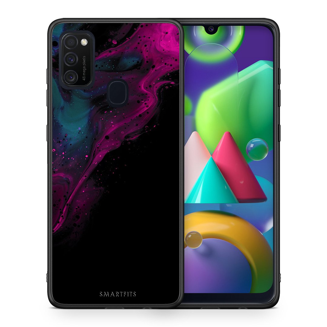 Θήκη Samsung M21/M31 Pink Black Watercolor από τη Smartfits με σχέδιο στο πίσω μέρος και μαύρο περίβλημα | Samsung M21/M31 Pink Black Watercolor case with colorful back and black bezels
