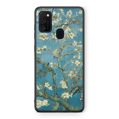Samsung M21/M31 White Blossoms θήκη από τη Smartfits με σχέδιο στο πίσω μέρος και μαύρο περίβλημα | Smartphone case with colorful back and black bezels by Smartfits