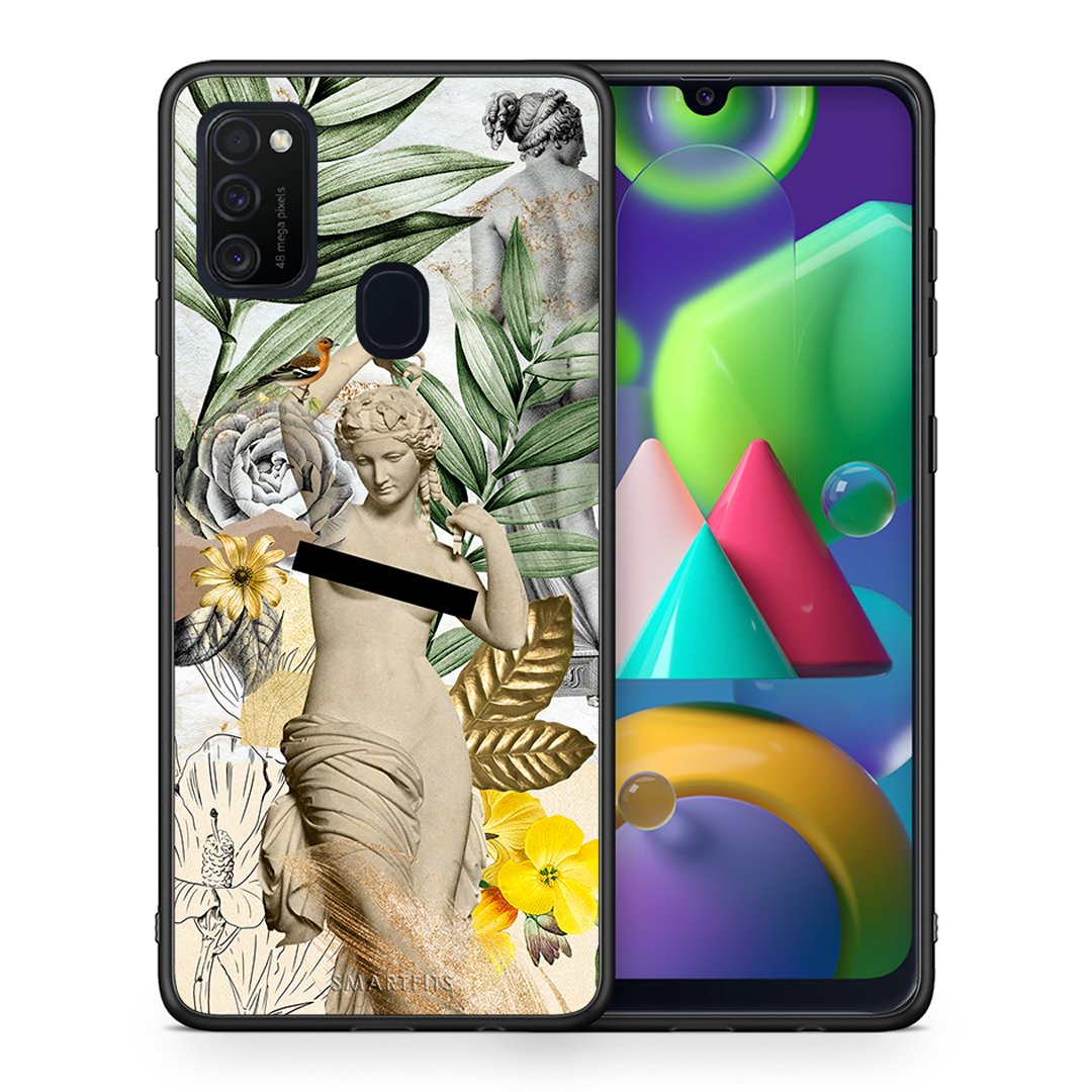 Θήκη Samsung M21/M31 Woman Statue από τη Smartfits με σχέδιο στο πίσω μέρος και μαύρο περίβλημα | Samsung M21/M31 Woman Statue case with colorful back and black bezels