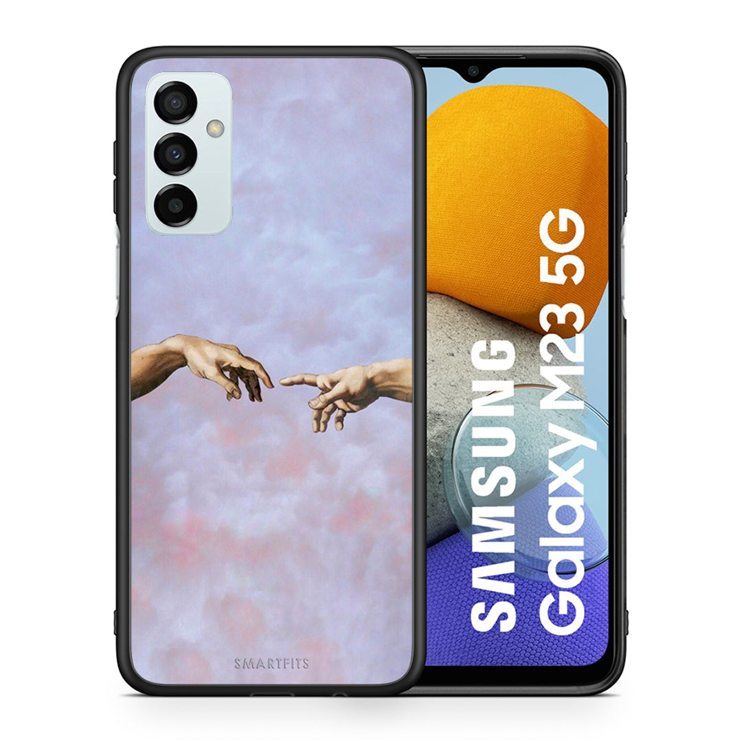 Θήκη Samsung M23 Adam Hand από τη Smartfits με σχέδιο στο πίσω μέρος και μαύρο περίβλημα | Samsung M23 Adam Hand case with colorful back and black bezels