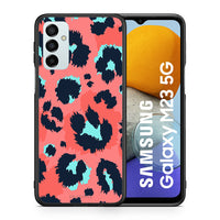 Thumbnail for Θήκη Samsung M23 Pink Leopard Animal από τη Smartfits με σχέδιο στο πίσω μέρος και μαύρο περίβλημα | Samsung M23 Pink Leopard Animal case with colorful back and black bezels