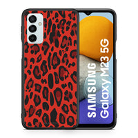 Thumbnail for Θήκη Samsung M23 Red Leopard Animal από τη Smartfits με σχέδιο στο πίσω μέρος και μαύρο περίβλημα | Samsung M23 Red Leopard Animal case with colorful back and black bezels