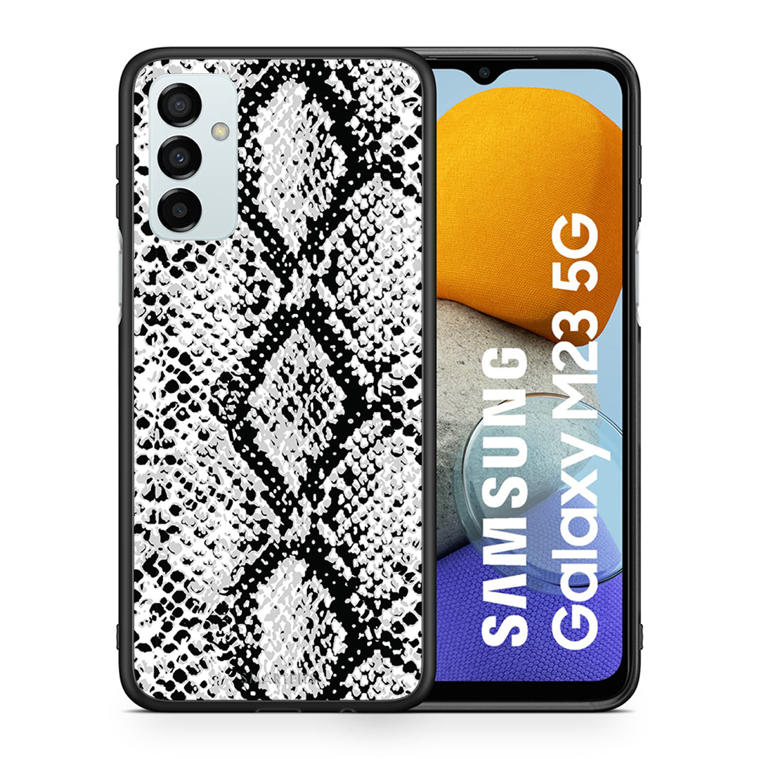 Θήκη Samsung M23 White Snake Animal από τη Smartfits με σχέδιο στο πίσω μέρος και μαύρο περίβλημα | Samsung M23 White Snake Animal case with colorful back and black bezels