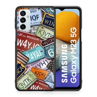 Thumbnail for Θήκη Samsung M23 Car Plates από τη Smartfits με σχέδιο στο πίσω μέρος και μαύρο περίβλημα | Samsung M23 Car Plates case with colorful back and black bezels