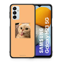 Thumbnail for Θήκη Samsung M23 Cat Tongue από τη Smartfits με σχέδιο στο πίσω μέρος και μαύρο περίβλημα | Samsung M23 Cat Tongue case with colorful back and black bezels