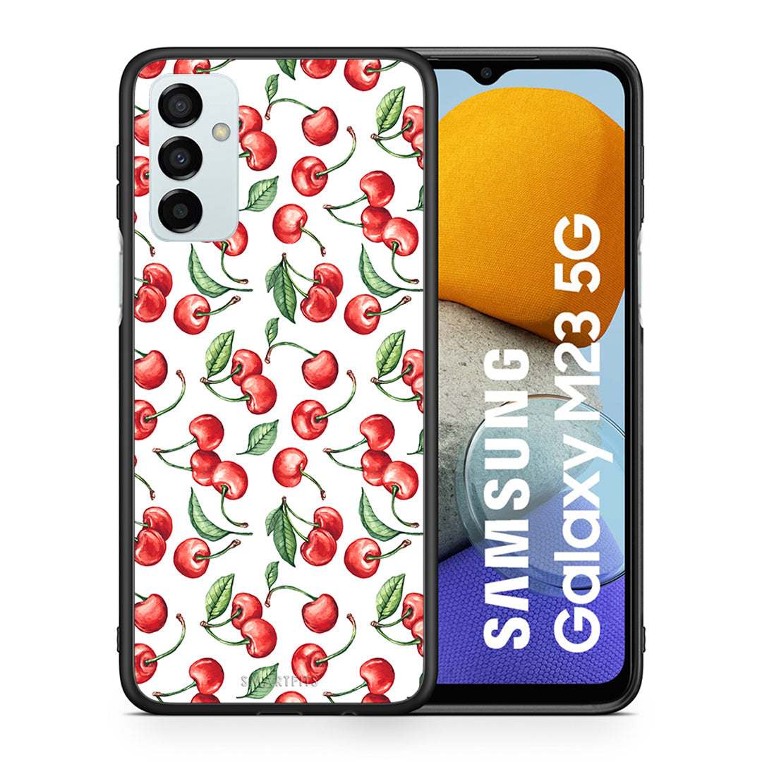 Θήκη Samsung M23 Cherry Summer από τη Smartfits με σχέδιο στο πίσω μέρος και μαύρο περίβλημα | Samsung M23 Cherry Summer case with colorful back and black bezels