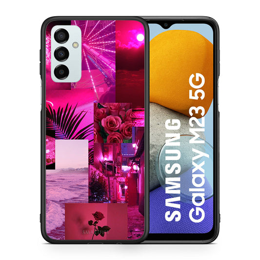 Θήκη Αγίου Βαλεντίνου Samsung M23 Collage Red Roses από τη Smartfits με σχέδιο στο πίσω μέρος και μαύρο περίβλημα | Samsung M23 Collage Red Roses case with colorful back and black bezels