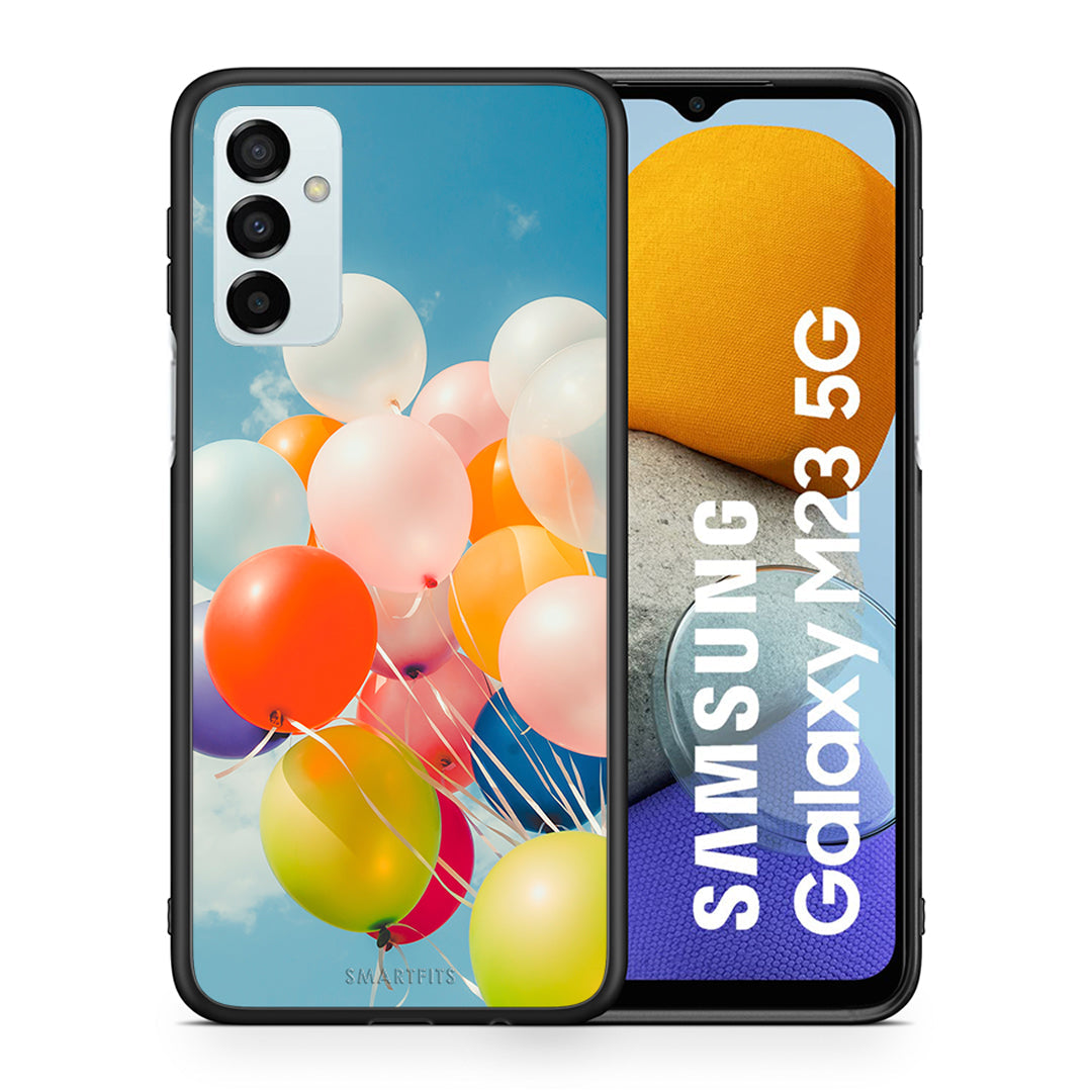 Θήκη Samsung M23 Colorful Balloons από τη Smartfits με σχέδιο στο πίσω μέρος και μαύρο περίβλημα | Samsung M23 Colorful Balloons case with colorful back and black bezels