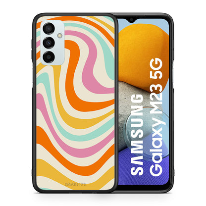 Θήκη Samsung M23 Colourful Waves από τη Smartfits με σχέδιο στο πίσω μέρος και μαύρο περίβλημα | Samsung M23 Colourful Waves case with colorful back and black bezels