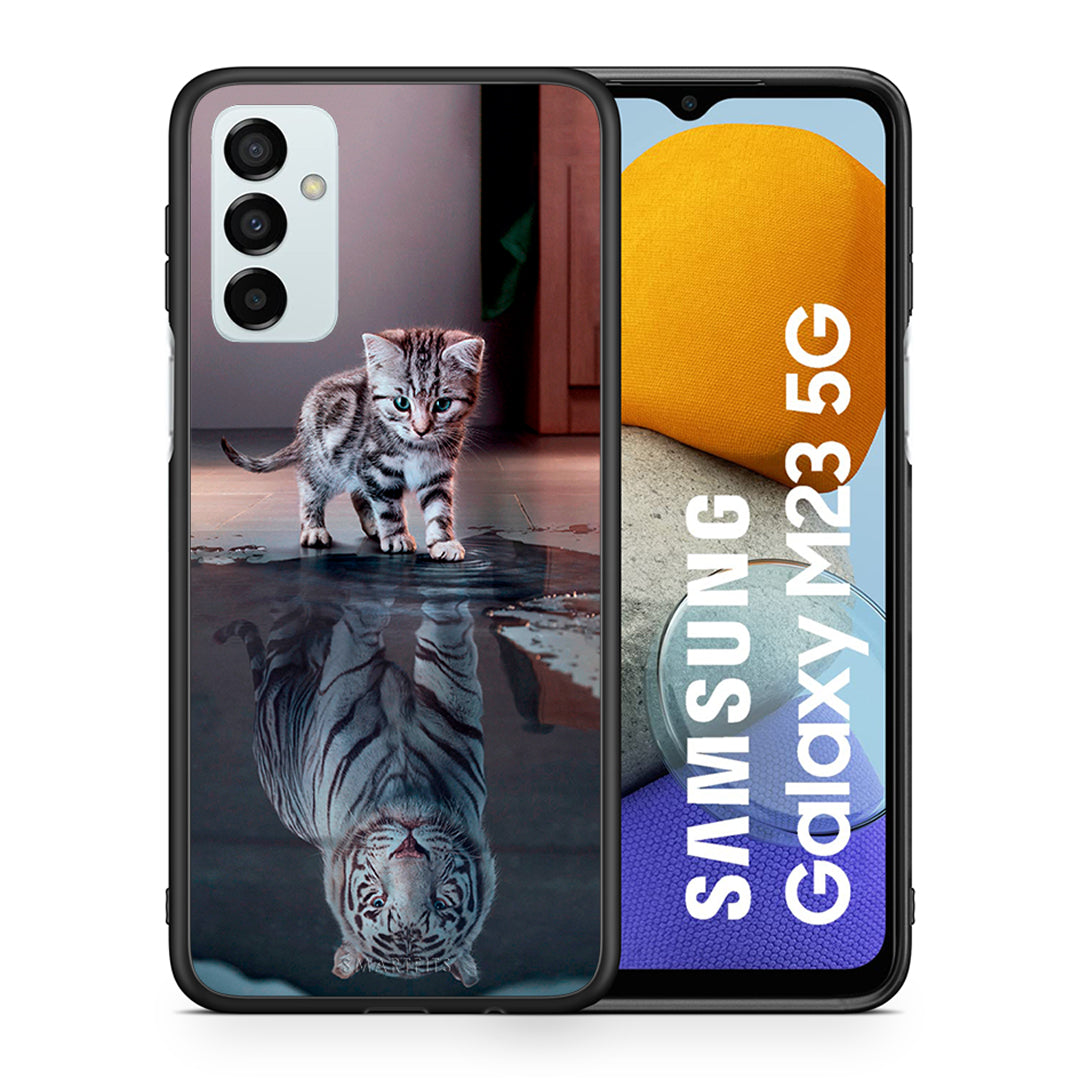 Θήκη Samsung M23 Tiger Cute από τη Smartfits με σχέδιο στο πίσω μέρος και μαύρο περίβλημα | Samsung M23 Tiger Cute case with colorful back and black bezels