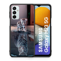 Thumbnail for Θήκη Samsung M23 Tiger Cute από τη Smartfits με σχέδιο στο πίσω μέρος και μαύρο περίβλημα | Samsung M23 Tiger Cute case with colorful back and black bezels