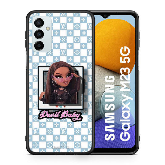 Θήκη Αγίου Βαλεντίνου Samsung M23 Devil Baby από τη Smartfits με σχέδιο στο πίσω μέρος και μαύρο περίβλημα | Samsung M23 Devil Baby case with colorful back and black bezels