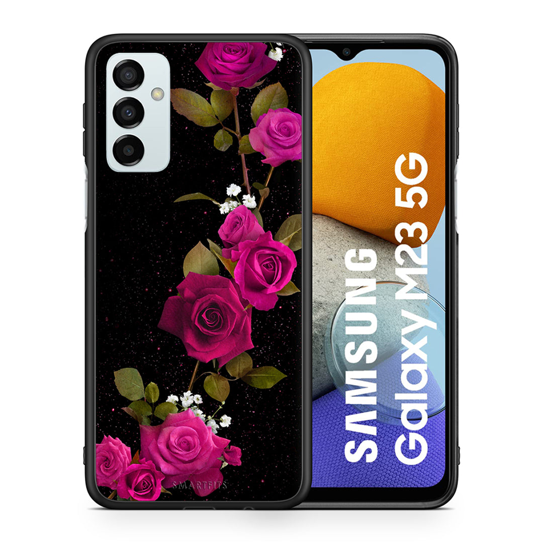 Θήκη Samsung M23 Red Roses Flower από τη Smartfits με σχέδιο στο πίσω μέρος και μαύρο περίβλημα | Samsung M23 Red Roses Flower case with colorful back and black bezels