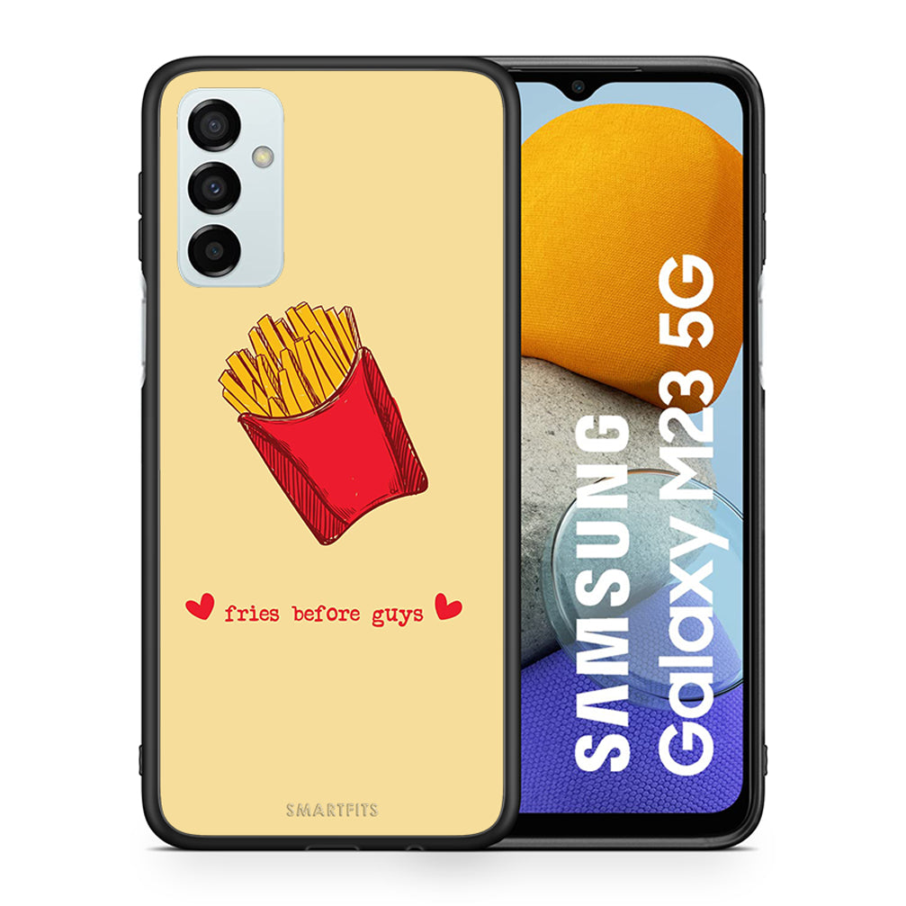 Θήκη Αγίου Βαλεντίνου Samsung M23 Fries Before Guys από τη Smartfits με σχέδιο στο πίσω μέρος και μαύρο περίβλημα | Samsung M23 Fries Before Guys case with colorful back and black bezels